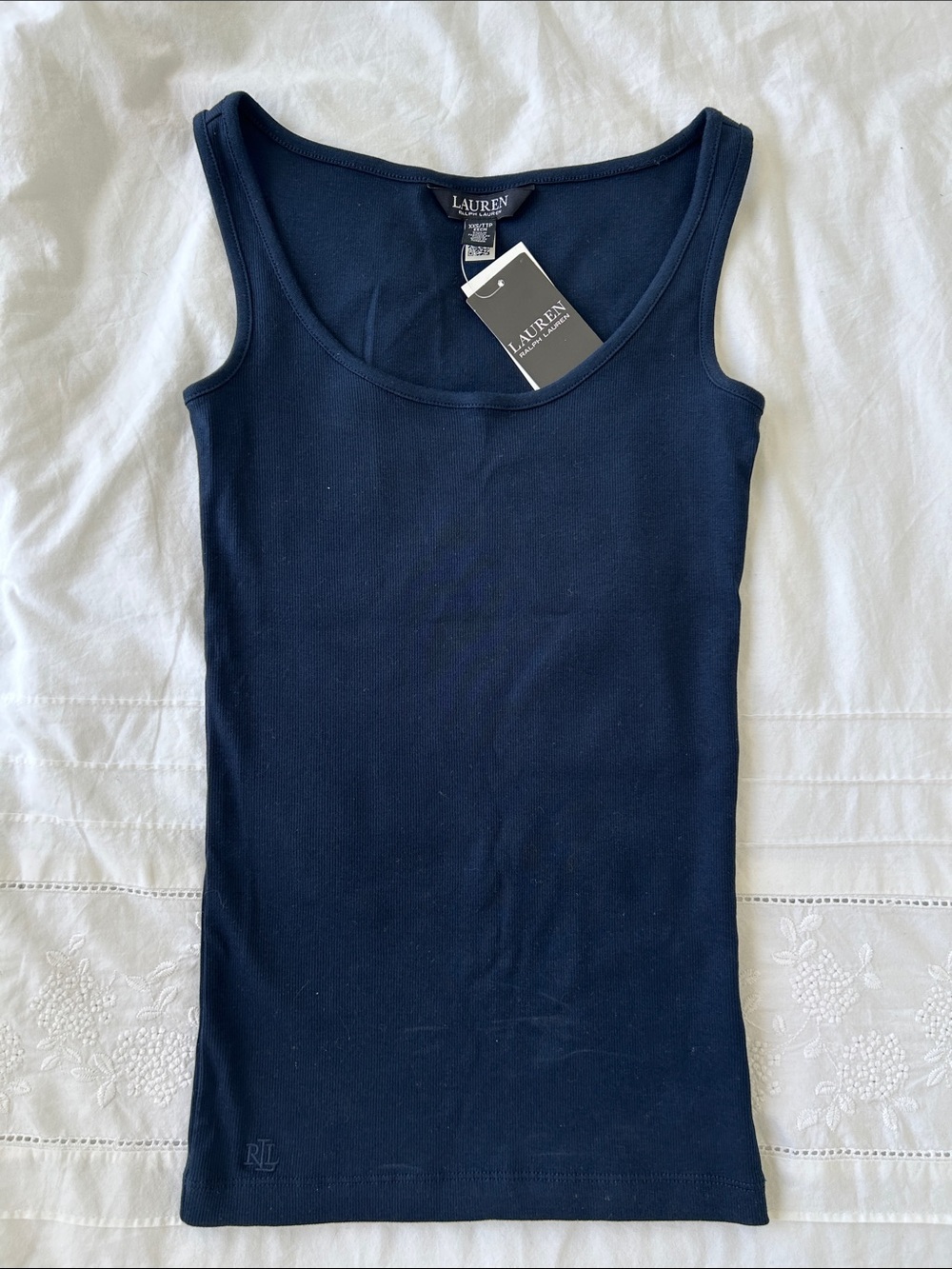 Lauren Ralph Lauren Navy Blue Stretch Ribbed Tank Top (Brand New with Tags)